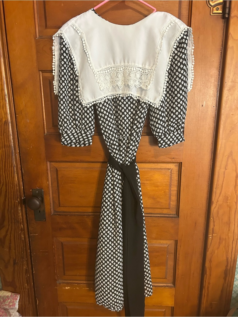 Vintage Union Made R. E. O. Original Black and White Printed Sailor-Collar Dress